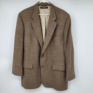 Brooks Brothers‎ 100% Camel Hair Brown Plaid Men's 2 Button Blazer Suit Jacket